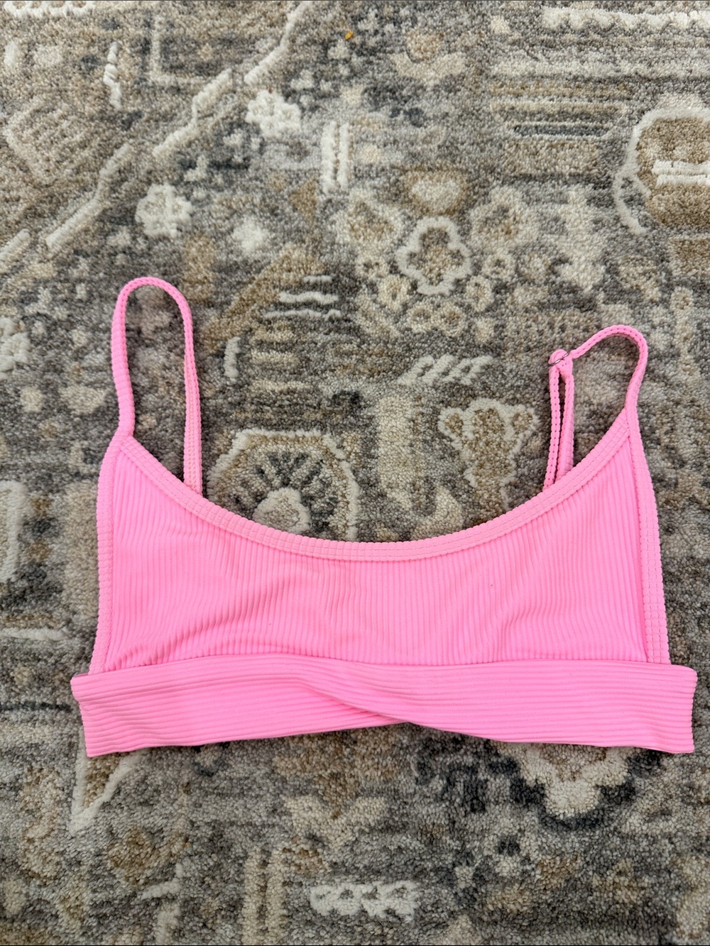 Frankie's Bikinis Ribbed Pink Bralette Bikini Top